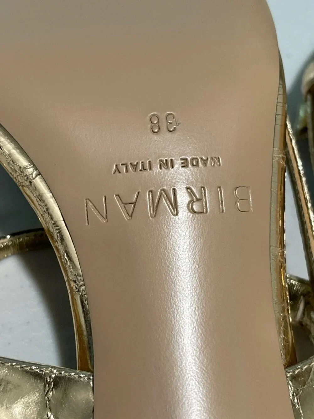 Alexandre Birman $695 Gold Strappy Tita Croco Cage Slingback Sandals 38 8